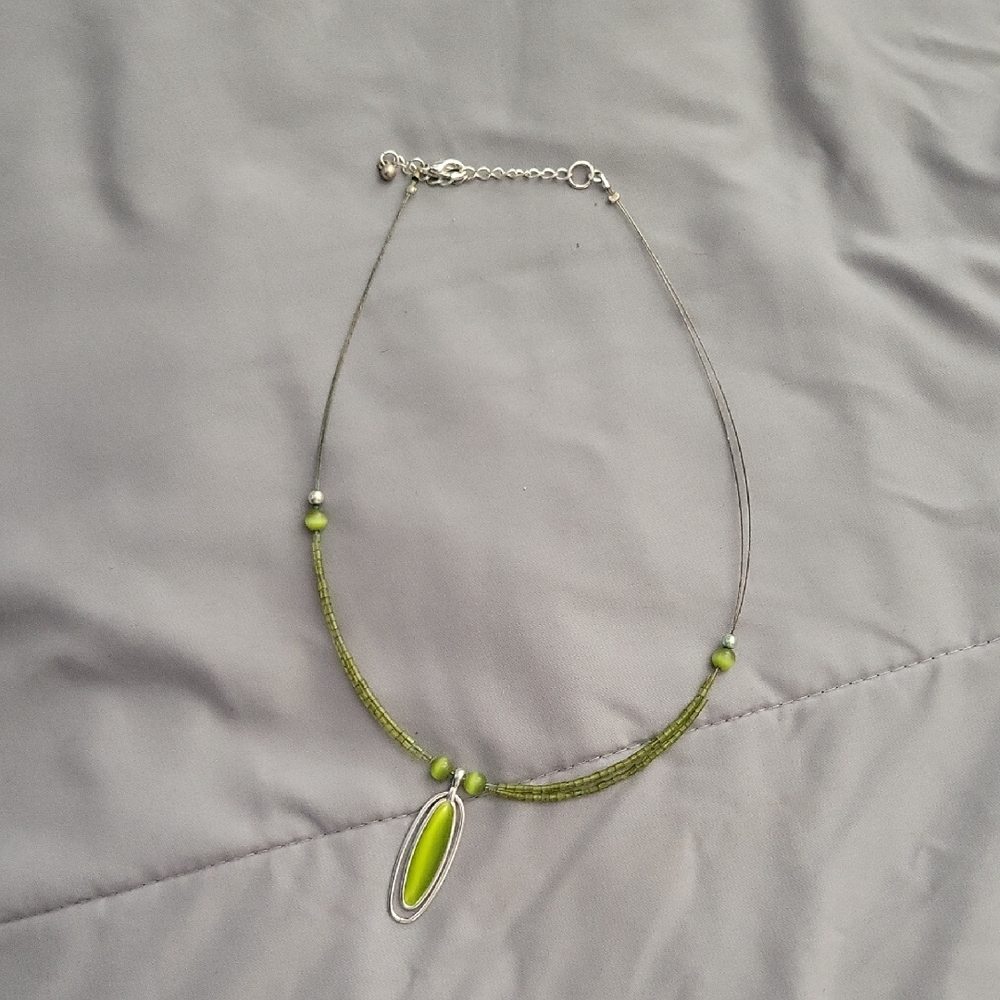 Vintage Elegant Green Beaded Necklace
